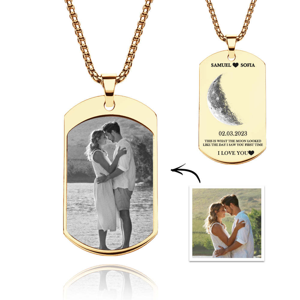 Custom Moon Phase Necklace Stylish Personalized Photo Pendant Valentine's Day Gift - soufeelmy