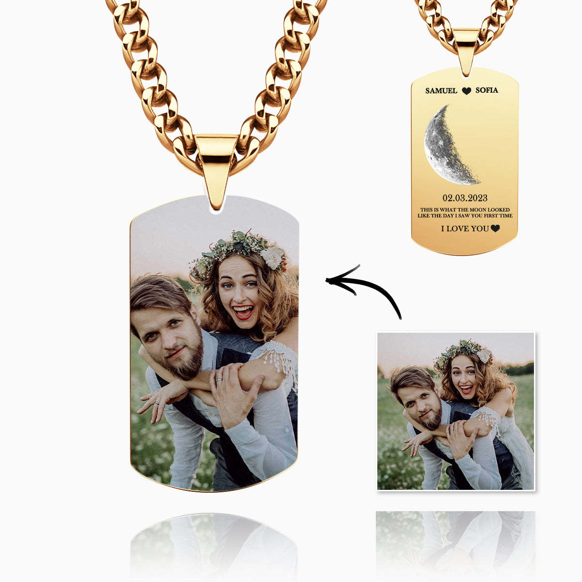 Personalized Moon Phase Photo Necklace Chic Chain Necklace Gifts For Lovers - soufeelmy
