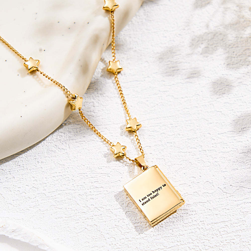 Custom Photo Locket Necklace Fashionable Star Moon Element Pendant Love Gift - soufeelmy