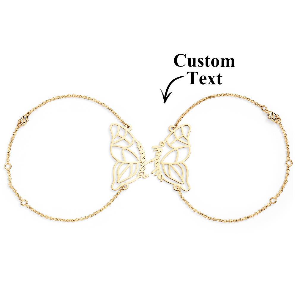 Custom Name Two Butterfly Bracelets Romantic Couple Gift - soufeelmy