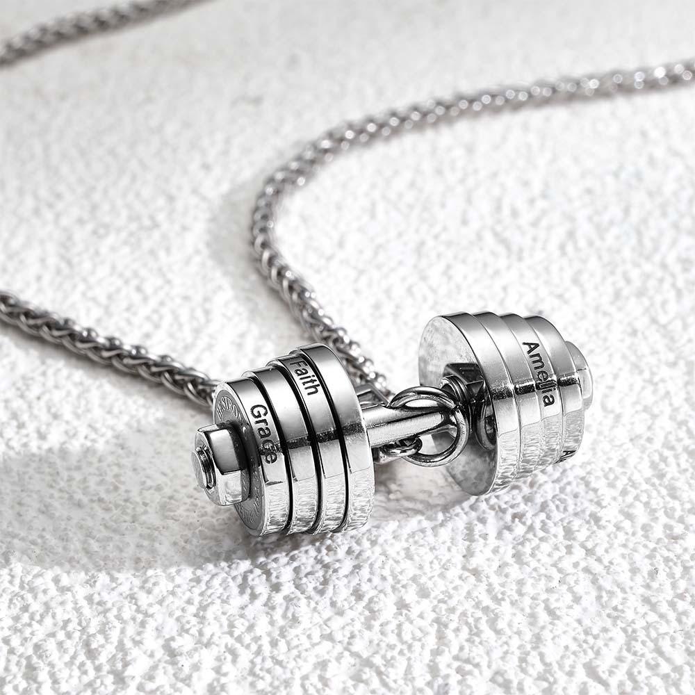 Personalized DAD Dumbbell Charm Necklace Fashionable Pendant Father's Day Gift - soufeelmy