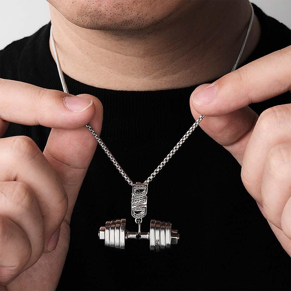 Personalized DAD Dumbbell Charm Necklace Fashionable Pendant Father's Day Gift - soufeelmy