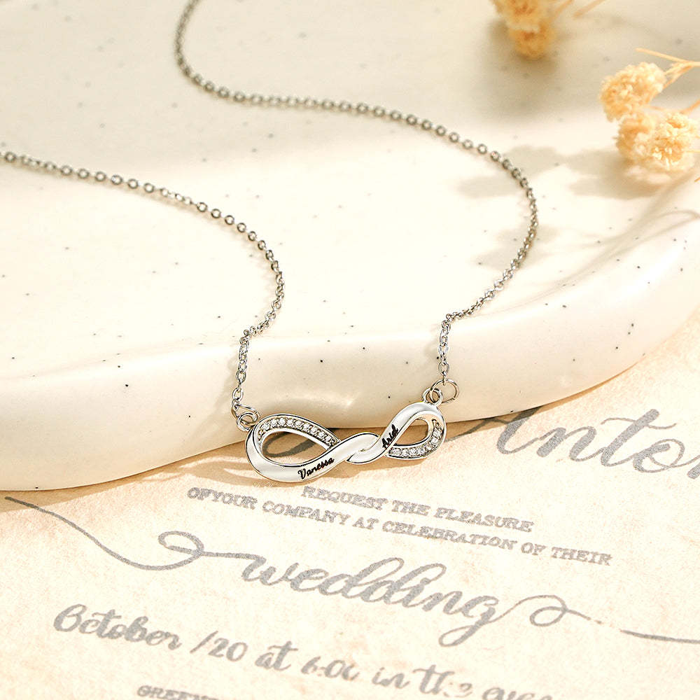 Radiant Engravable Necklace Twisted Infinity Memorial Pendant Gift For Her - soufeelmy