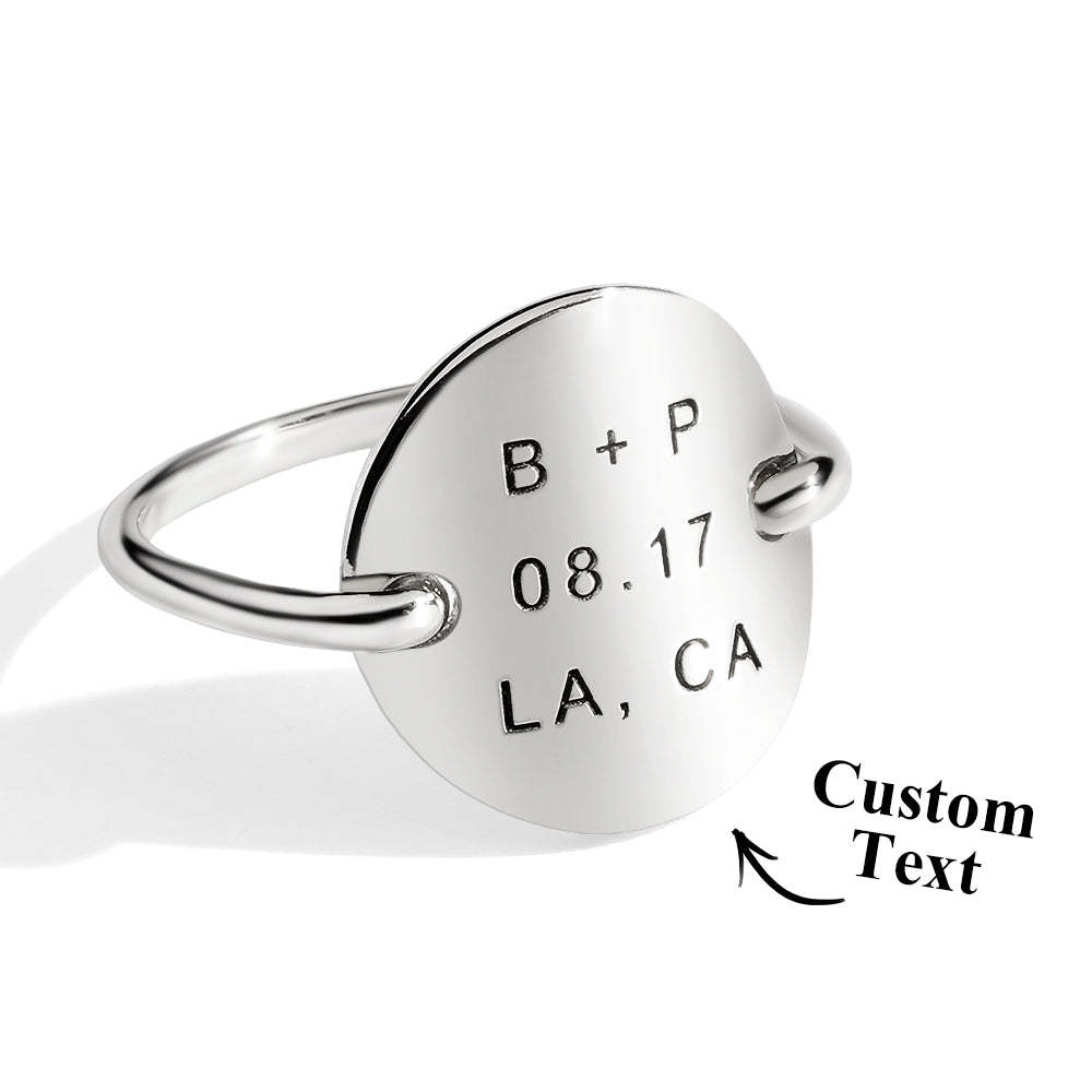 Custom Engraved Oval Ring Personalized Text Ring Gift for Her - soufeelmy
