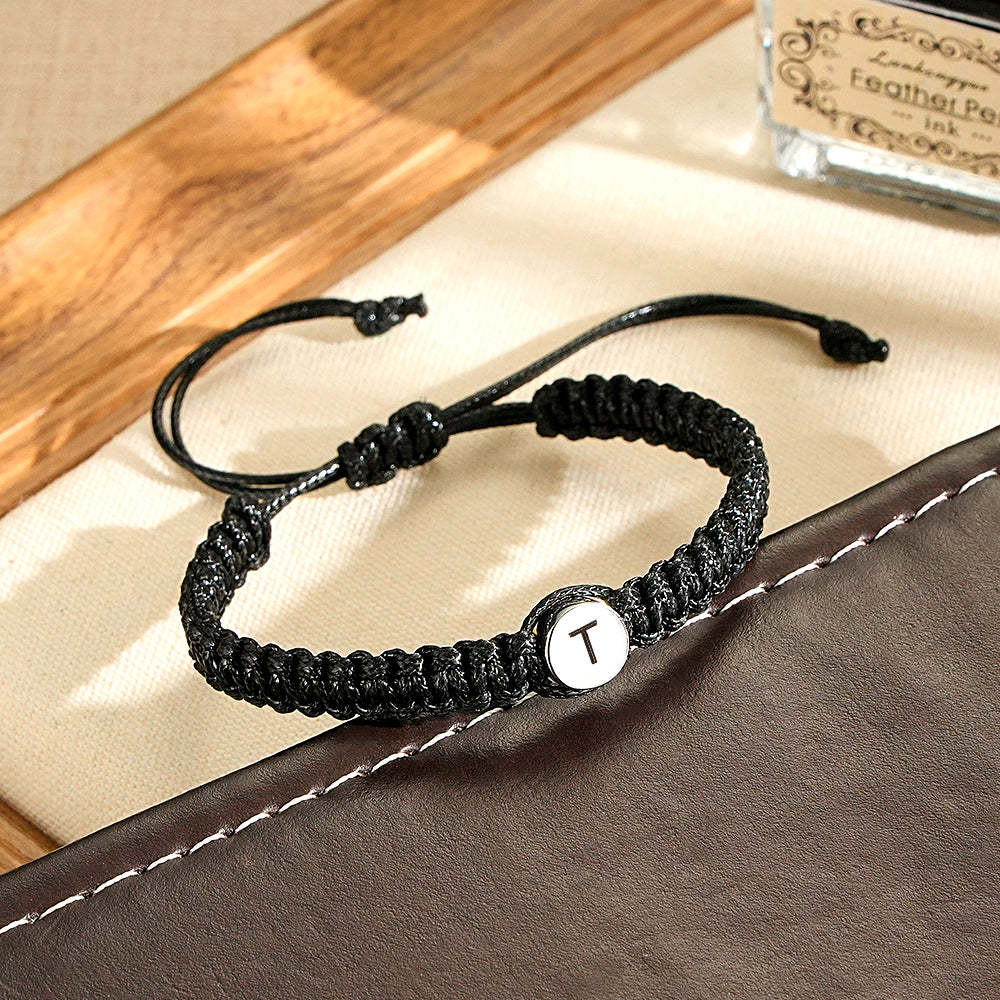 Personalized Initial Bracelets Engraving Braided Rope Wrist Bracelets Gift for Lover - soufeelmy