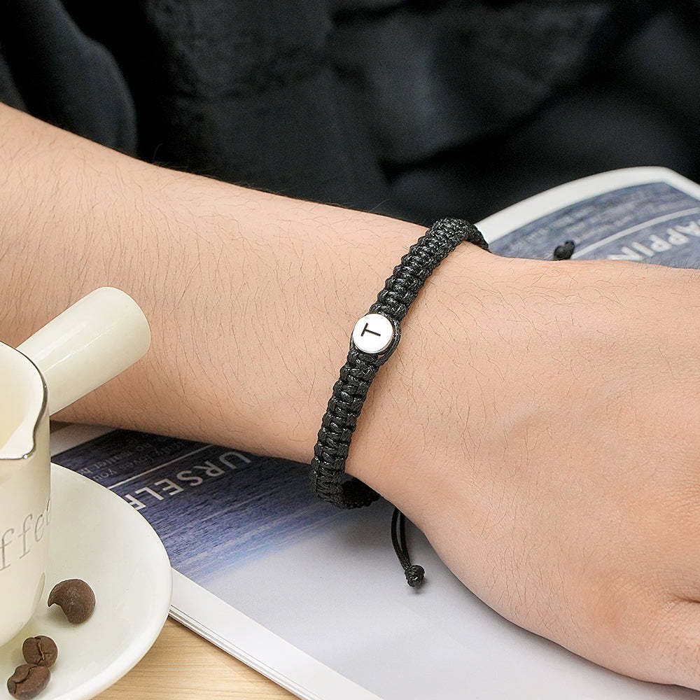 Personalized Initial Bracelets Engraving Braided Rope Wrist Bracelets Gift for Lover - soufeelmy