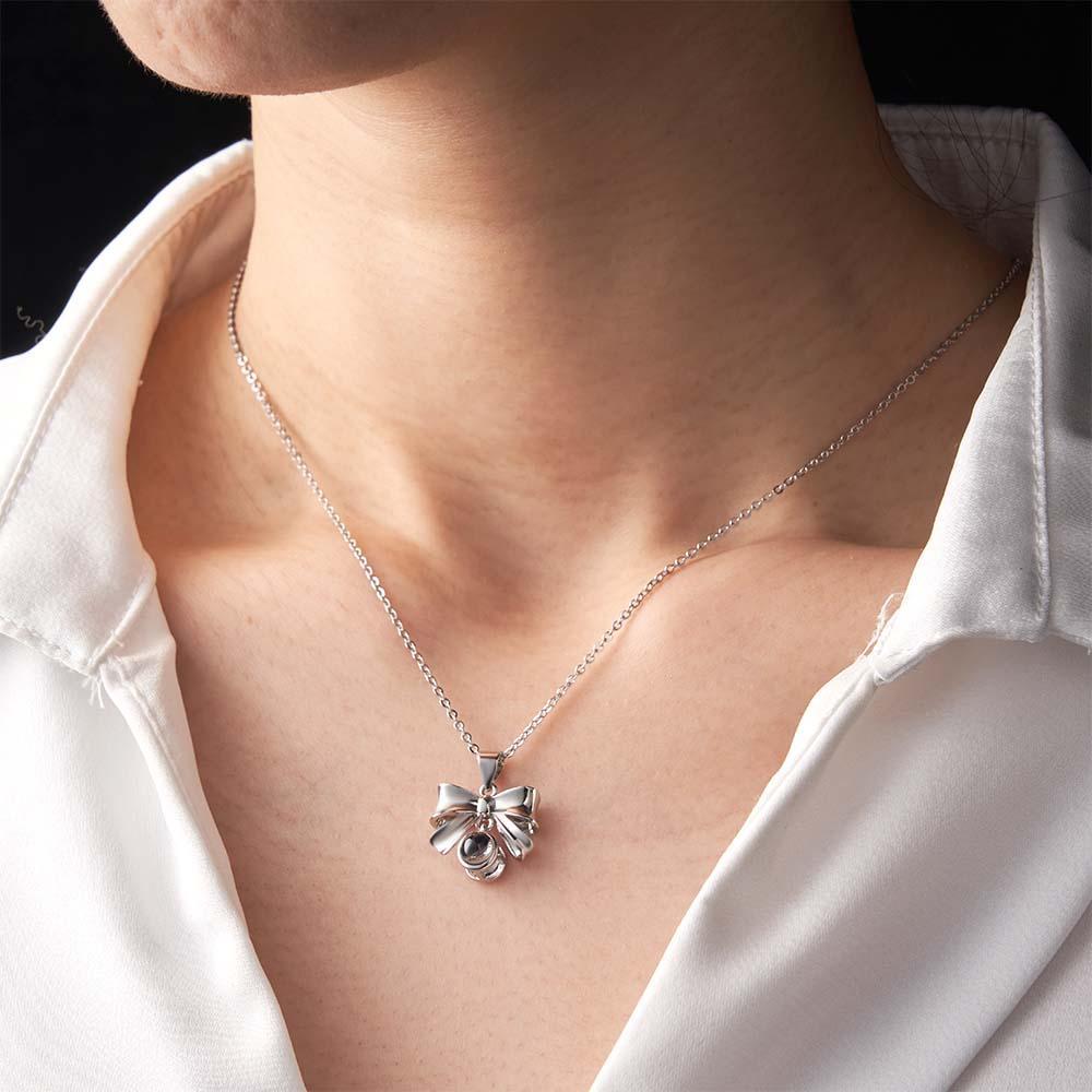 Custom Projection Necklace Sweet Bow Girl Gift - soufeelmy