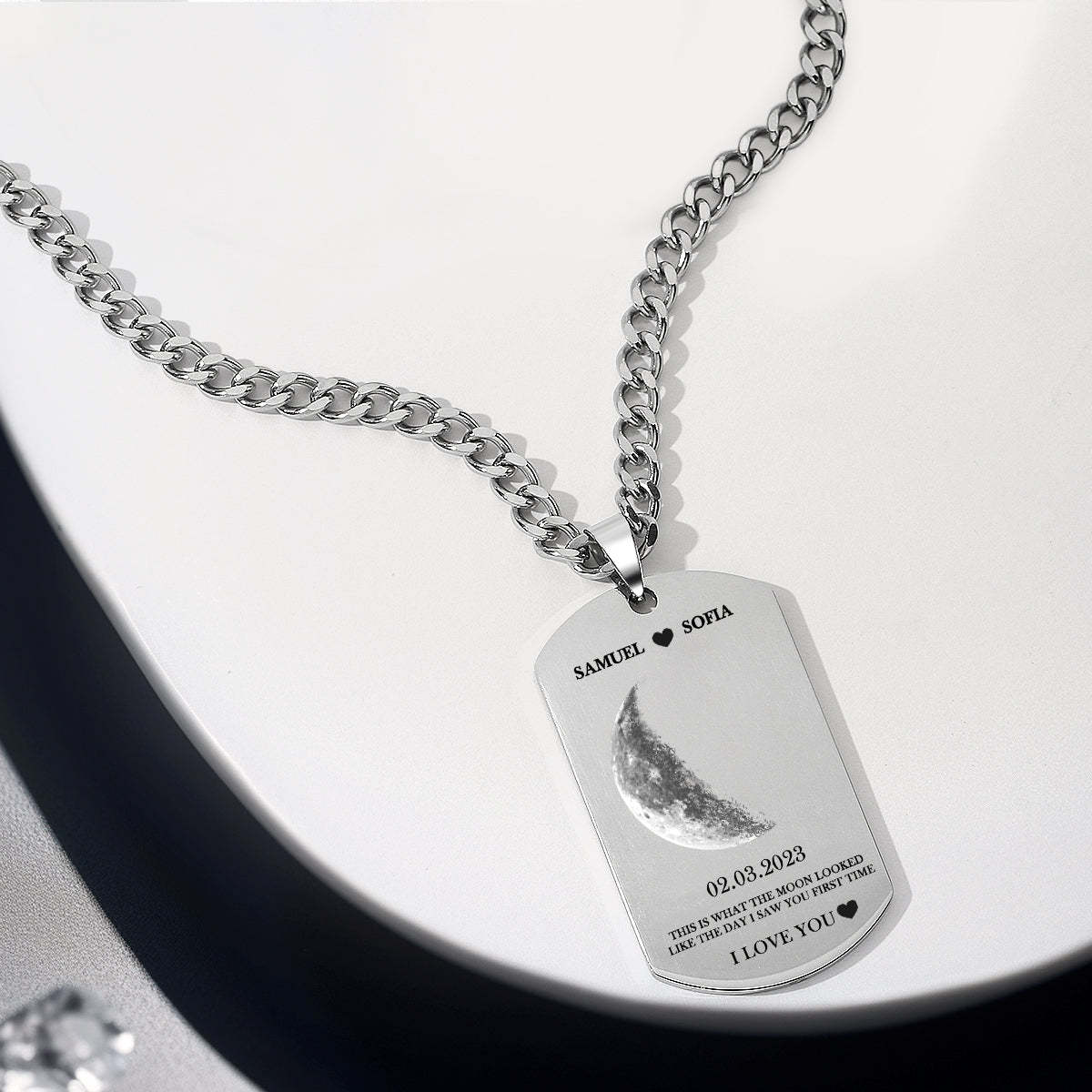 Personalized Moon Phase Photo Necklace Chic Chain Necklace Gifts For Lovers - soufeelmy