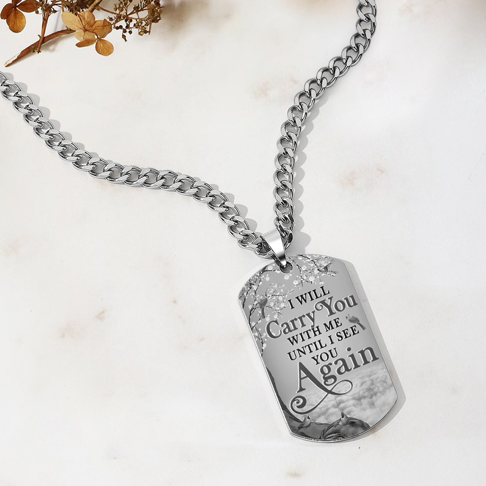 Custom Photo Tag Memorial Engraved Necklace with Engraving Stainless Steel Men's Necklace - soufeelmy