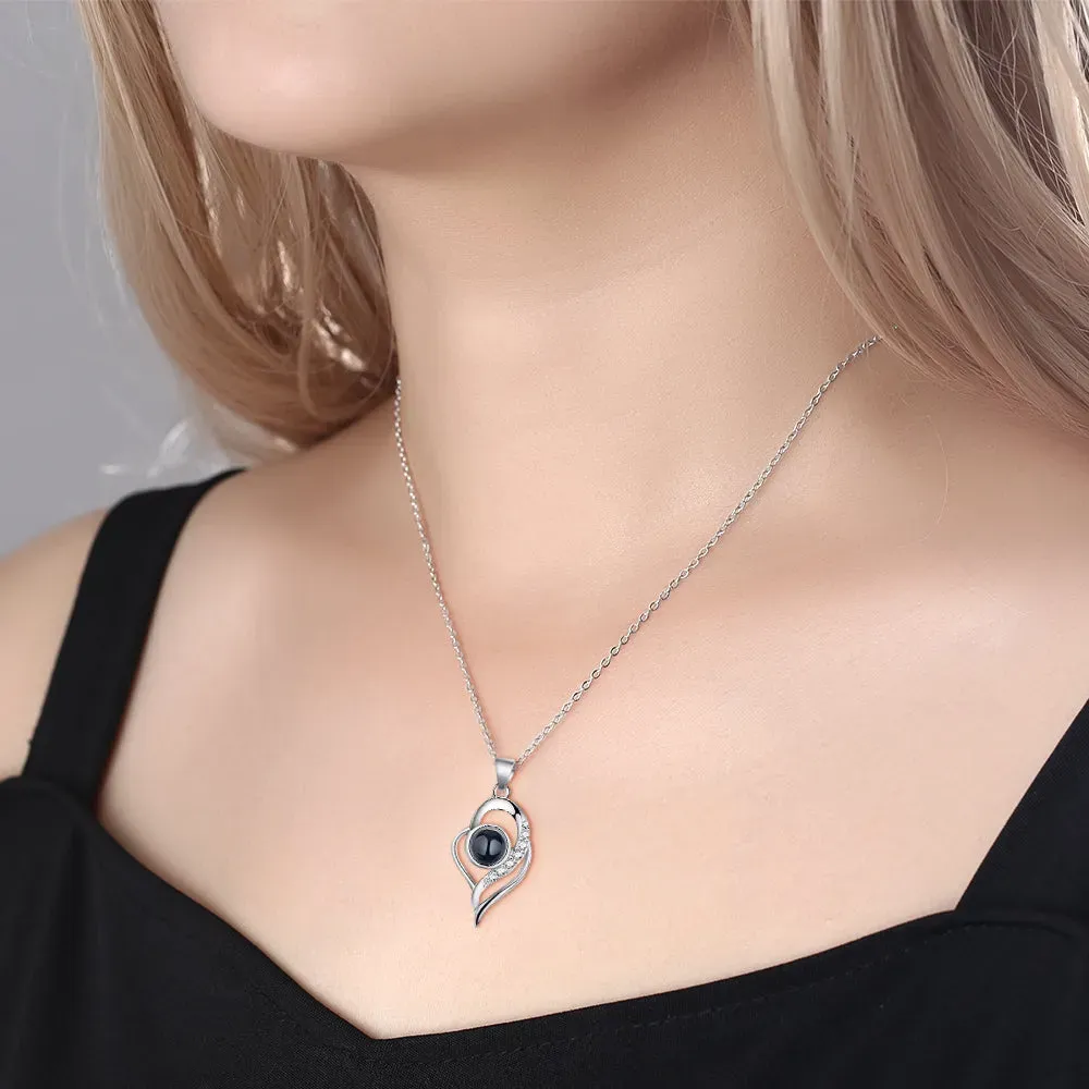 Custom Photo Projection Necklace with Real Rose Bear Gift box Rose Shaped Necklace Gift Box Jewellery Gift Box - soufeelmy