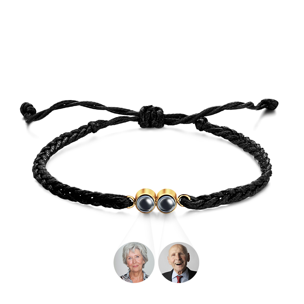 Personalized 2 Photos Projected Bracelet Multicolor Braided Rope Customized Bracelet Simple Memorial Gifts for Parents - soufeelmy