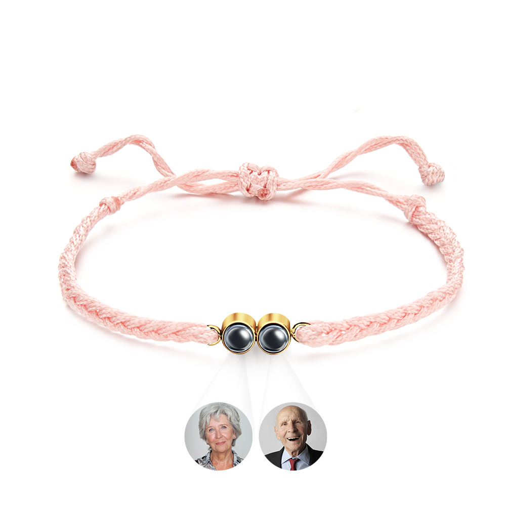 Personalized 2 Photos Projected Bracelet Multicolor Braided Rope Customized Bracelet Simple Memorial Gifts for Parents - soufeelmy
