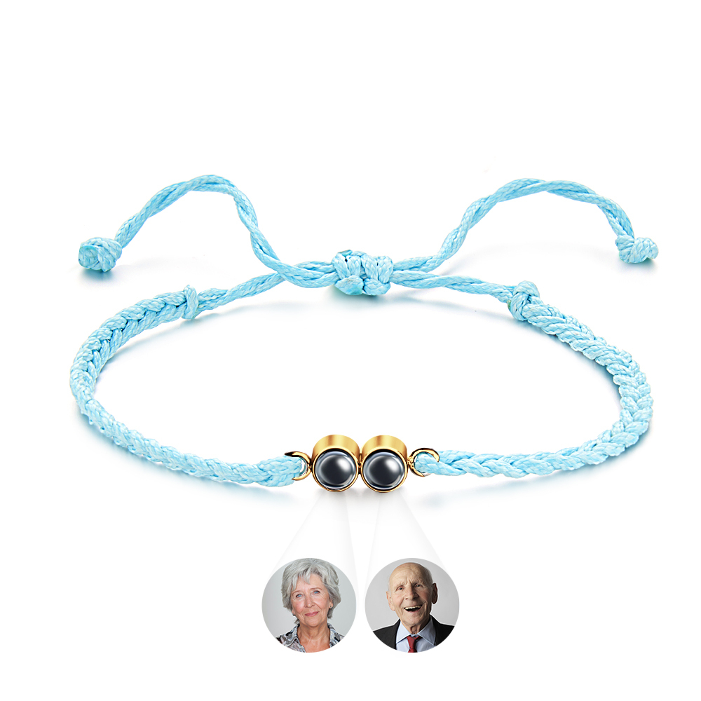 Personalized 2 Photos Projected Bracelet Multicolor Braided Rope Customized Bracelet Simple Memorial Gifts for Parents - soufeelmy