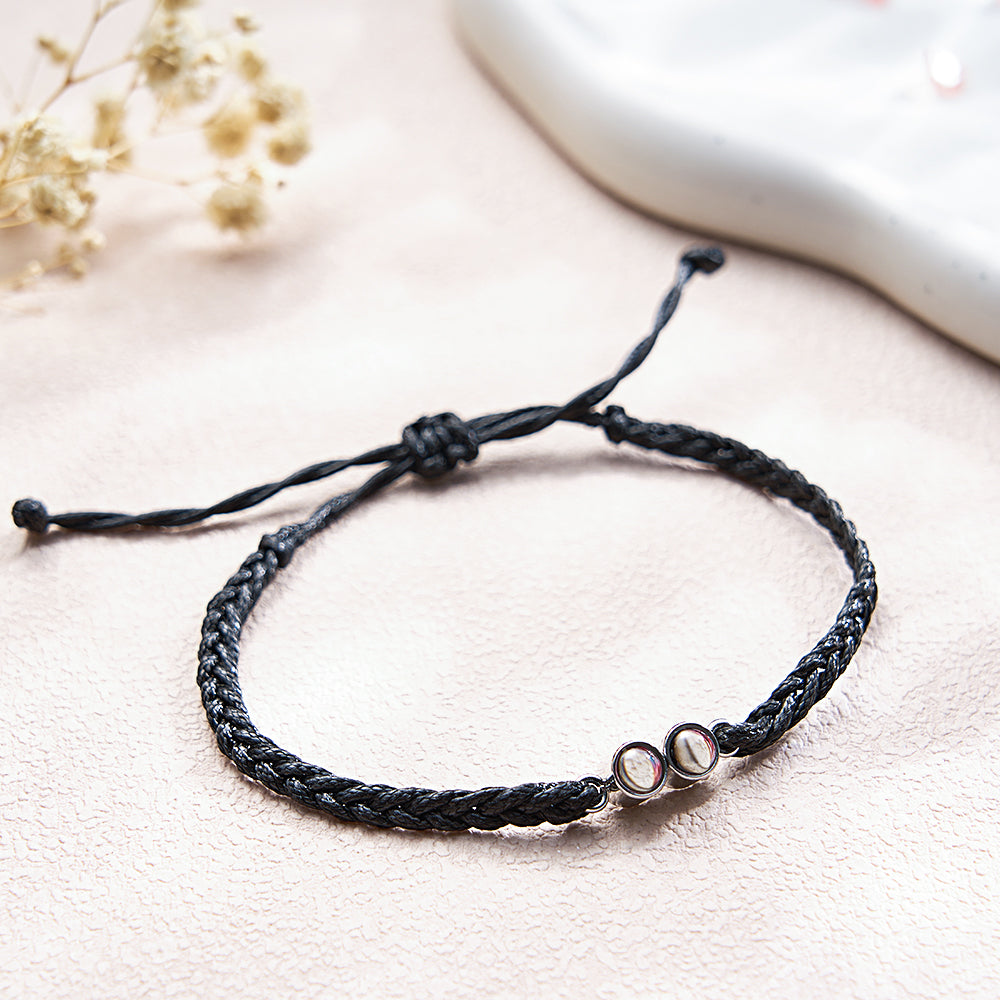 Personalized Projected Picture Bracelet Multicolor Braided Rope Customized Two Photos Bracelet Simple Gift - soufeelmy