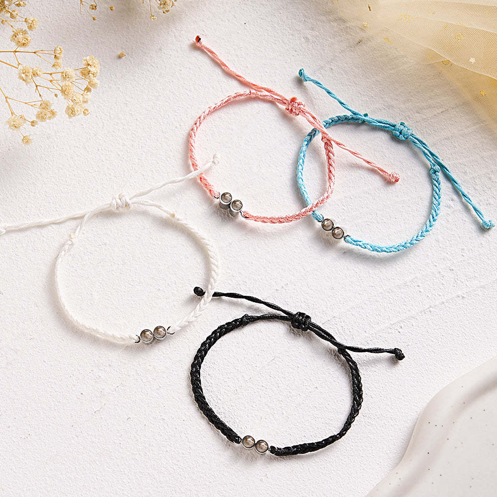 Personalized 2 Photos Projected Bracelet Multicolor Braided Rope Customized Bracelet Simple Memorial Gifts for Parents - soufeelmy