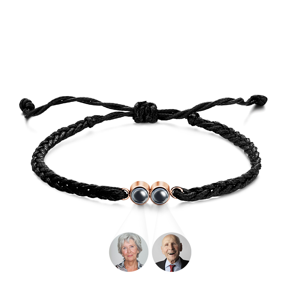 Personalized 2 Photos Projected Bracelet Multicolor Braided Rope Customized Bracelet Simple Memorial Gifts for Parents - soufeelmy