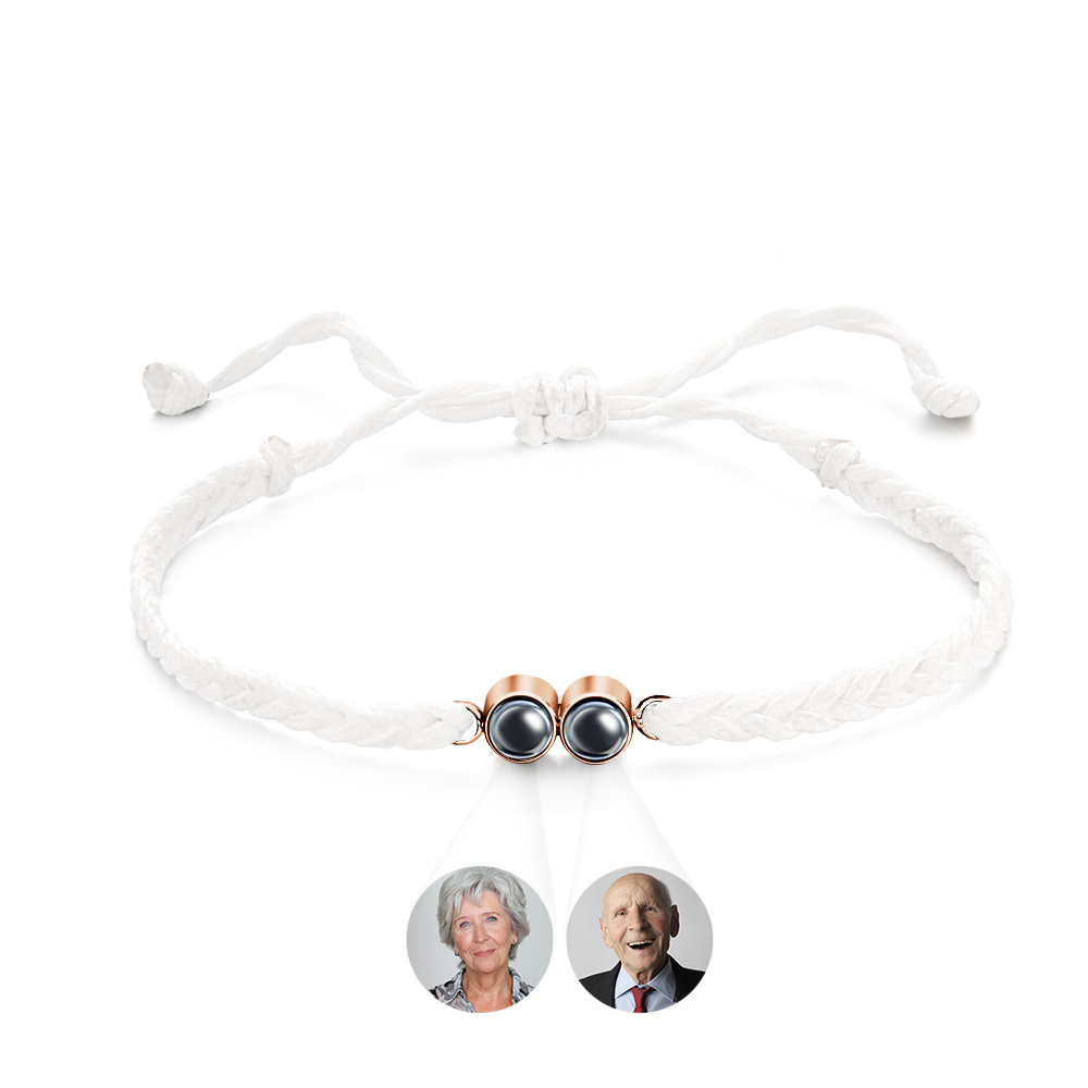 Personalized 2 Photos Projected Bracelet Multicolor Braided Rope Customized Bracelet Simple Memorial Gifts for Parents - soufeelmy