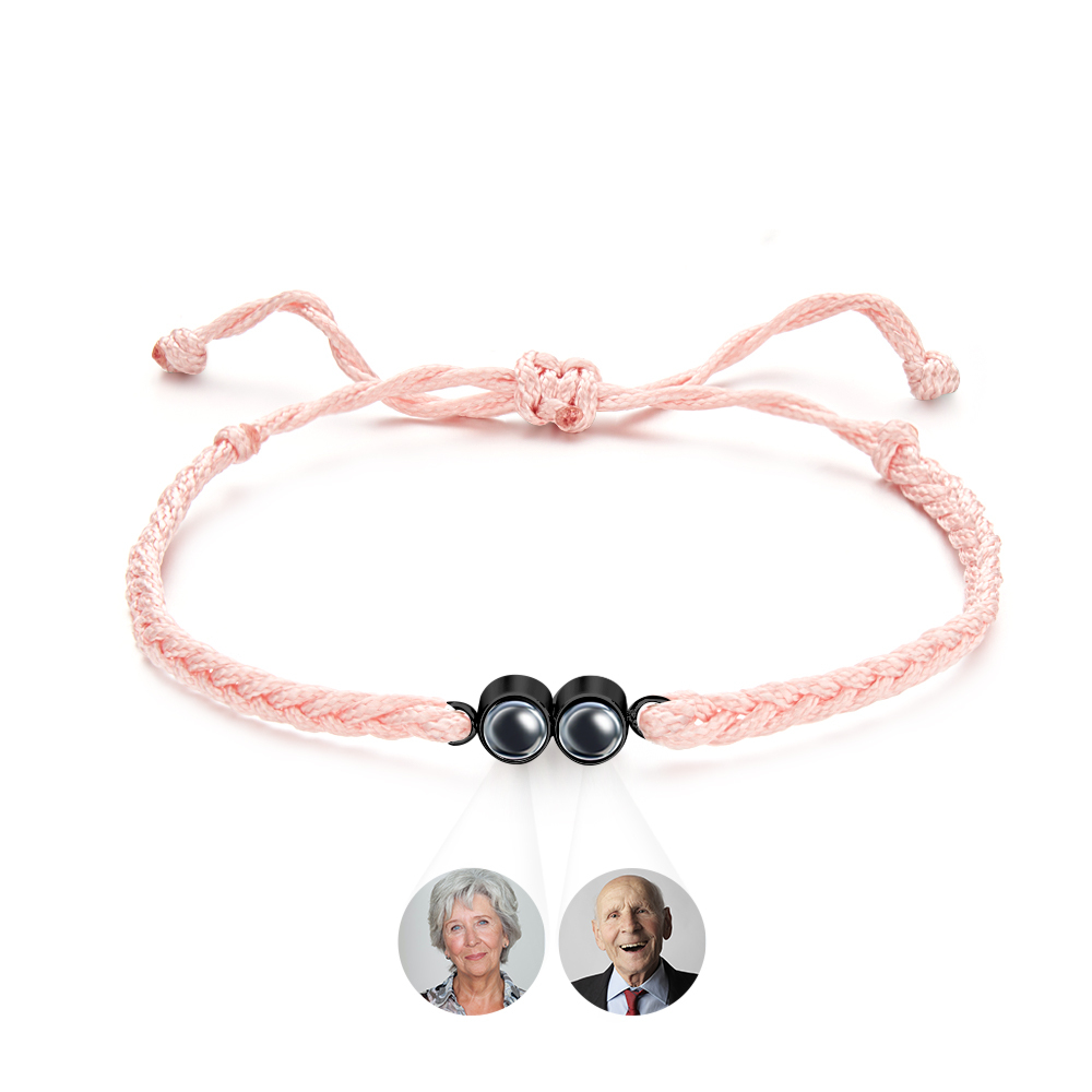 Personalized 2 Photos Projected Bracelet Multicolor Braided Rope Customized Bracelet Simple Memorial Gifts for Parents - soufeelmy