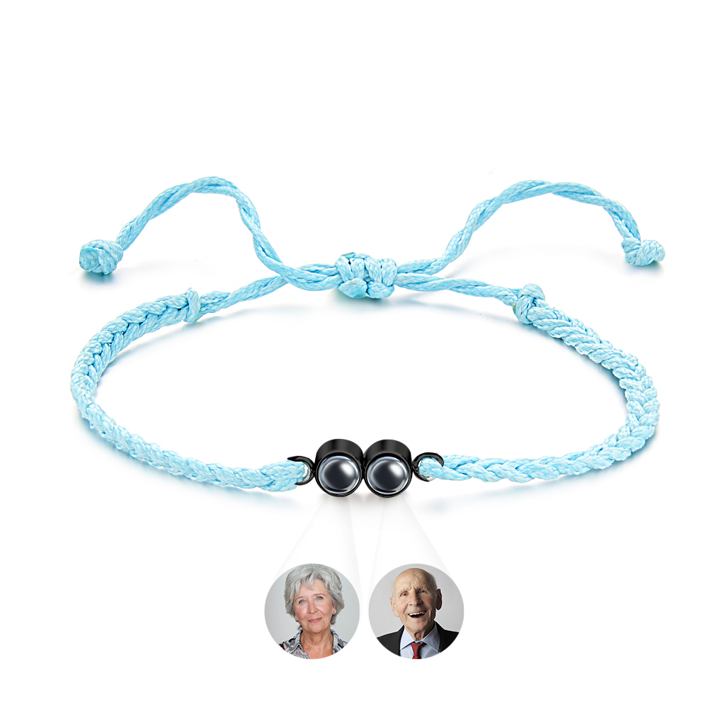 Personalized 2 Photos Projected Bracelet Multicolor Braided Rope Customized Bracelet Simple Memorial Gifts for Parents - soufeelmy