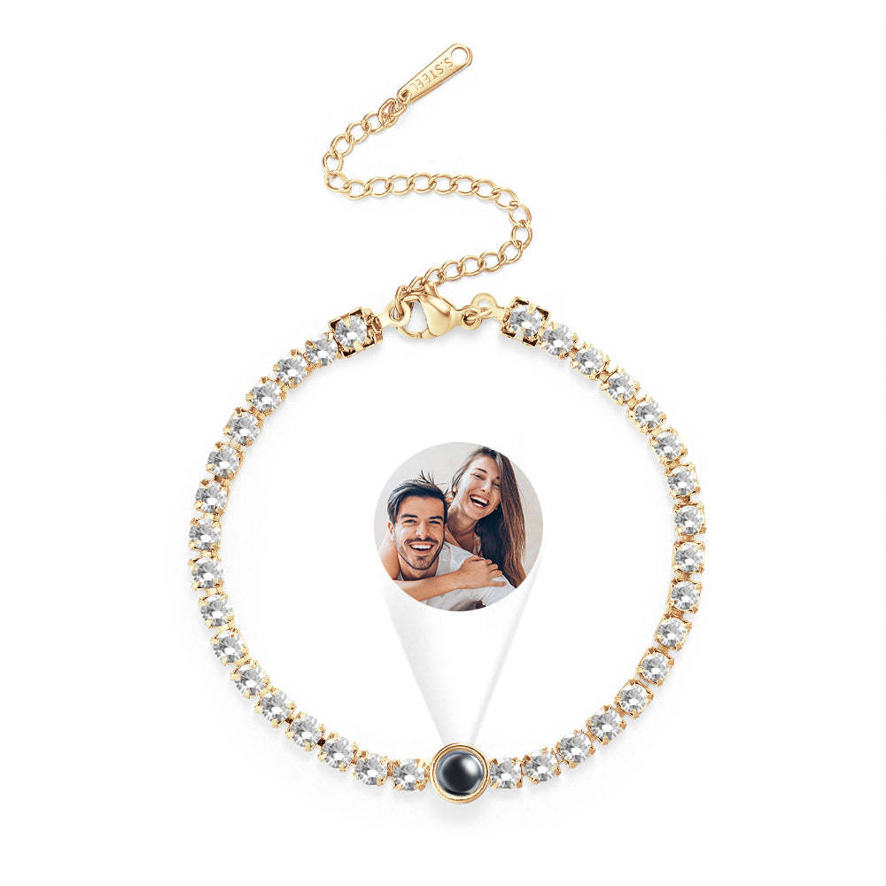Personalized Projection Tennis Bracelet Simple Diamond Women Gift - soufeelmy