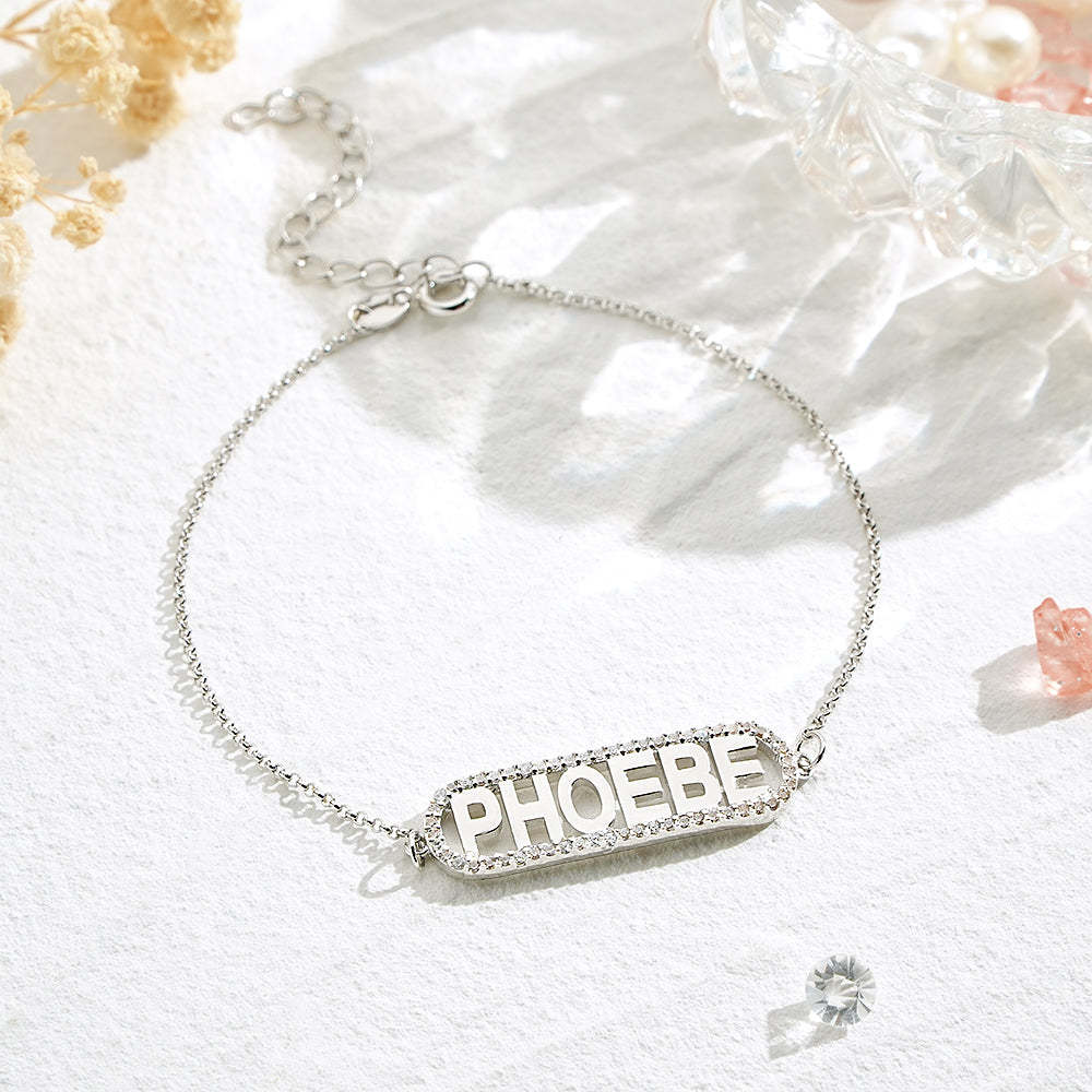 Custom Zircon Bar Name Bracelet Personalized Bracelet Gift for Her - soufeelmy