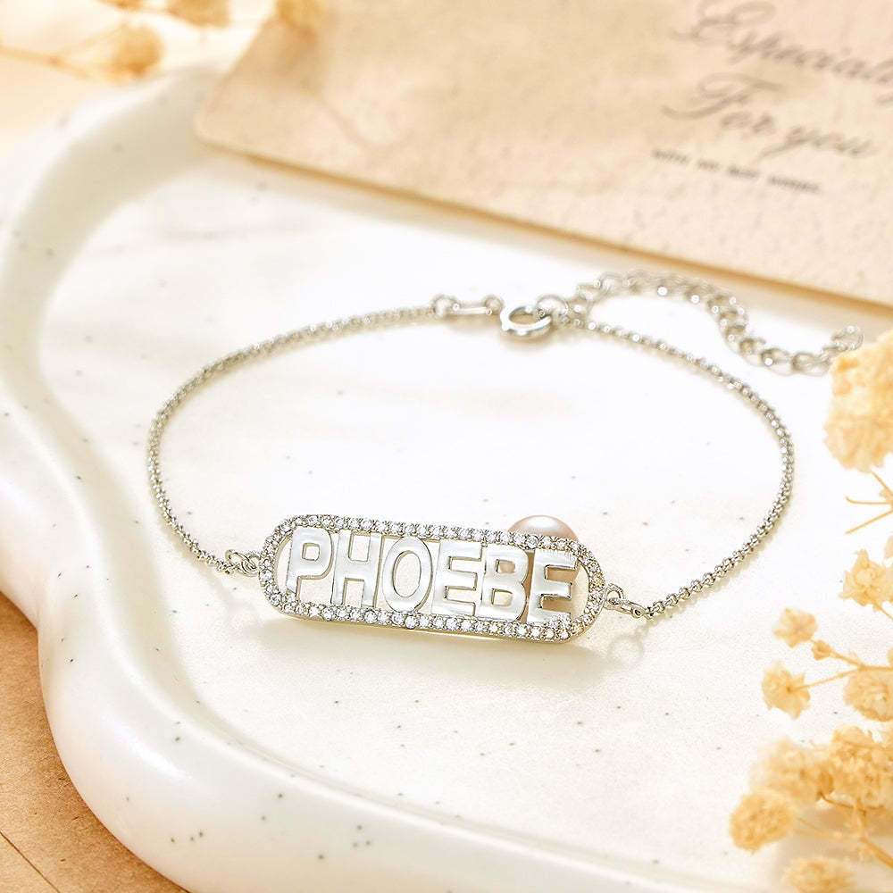 Custom Zircon Bar Name Bracelet Personalized Bracelet Gift for Her - soufeelmy