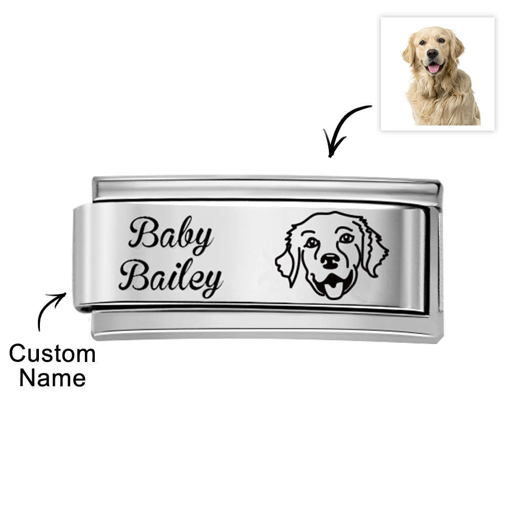 Custom Photo Engraved Italian Charm For Italian Charm Bracelets Composable Link - soufeelmy