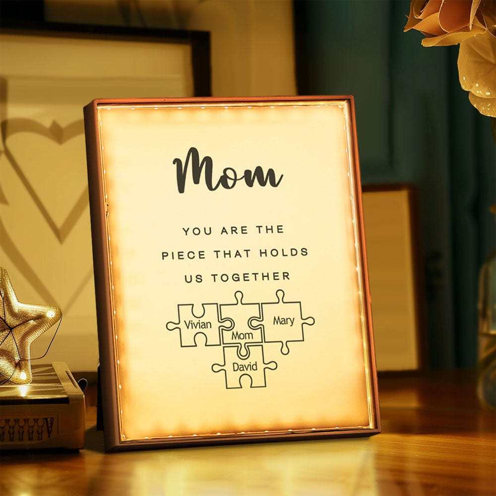 Personalized Name Mirror Light Custom Mom You Are The Piece That Holds Us Together Night Light for Mom - soufeelmy