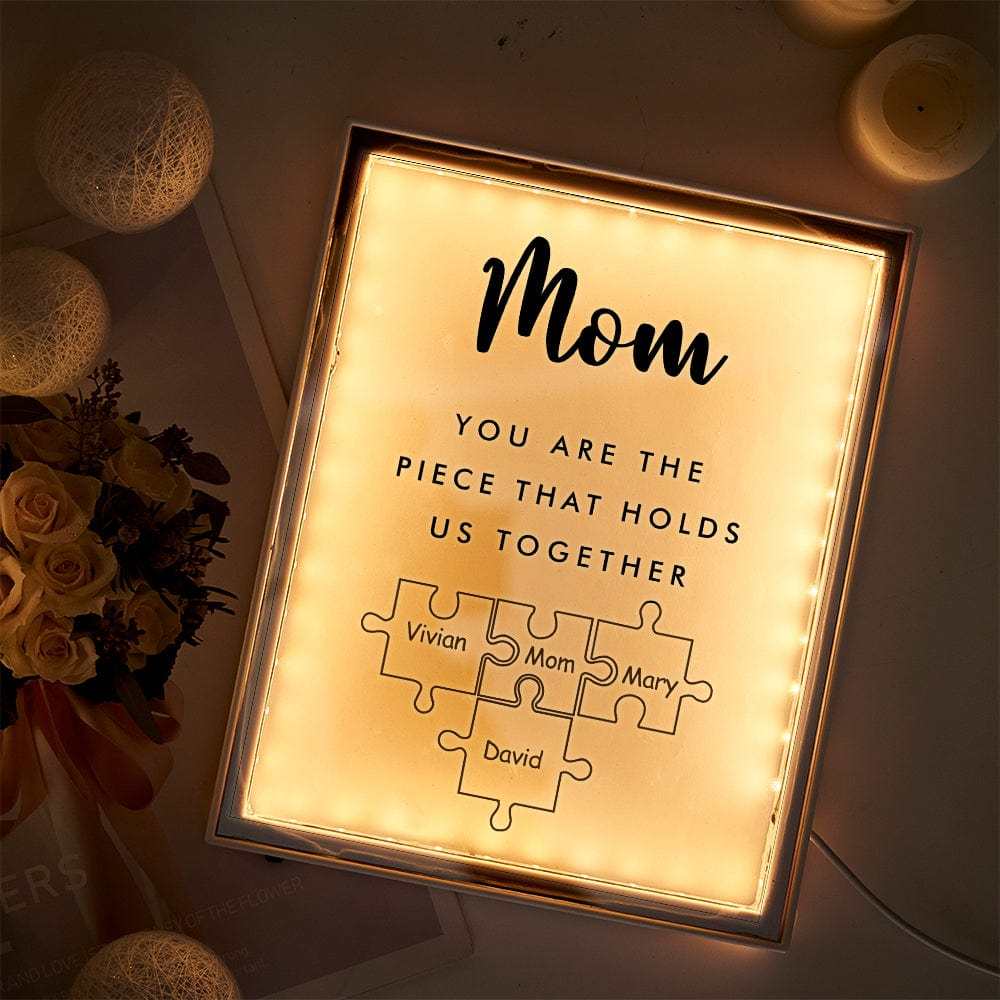 Personalized Name Mirror Light Custom Mom You Are The Piece That Holds Us Together Night Light for Mom - soufeelmy