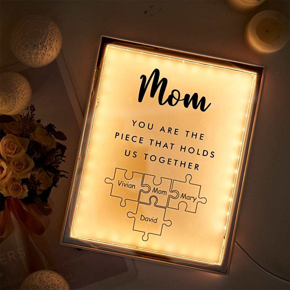 Personalized Name Mirror Light Custom Mama You Are The Piece That Holds Us Together Night Light for Mama - soufeelmy