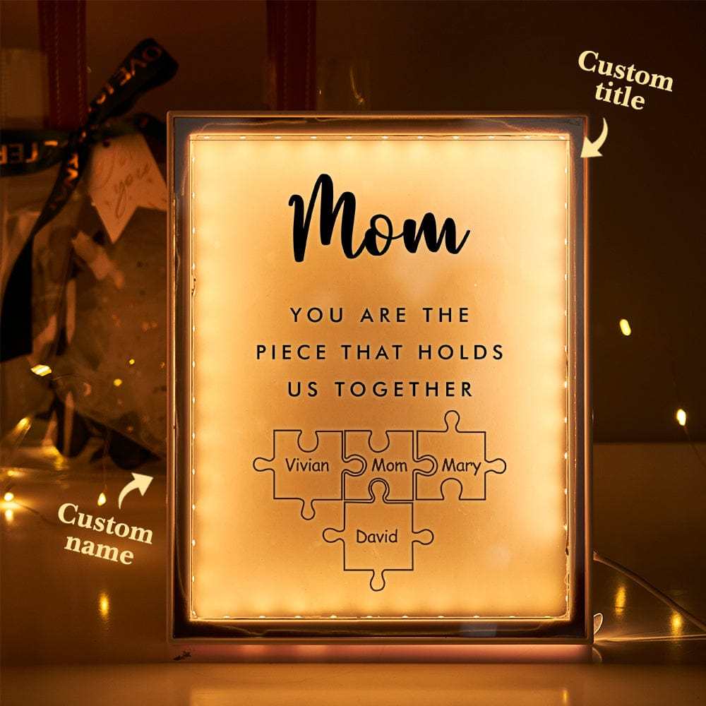 Personalized Name Mirror Light Custom Mom You Are The Piece That Holds Us Together Night Light for Mom - soufeelmy