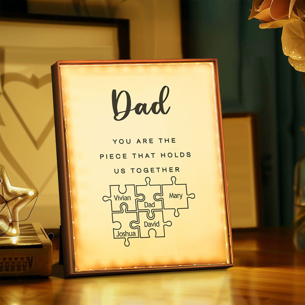 Personalized Name Mirror Light Custom Dad You Are The Piece That Holds Us Together Night Light for Dad - soufeelmy