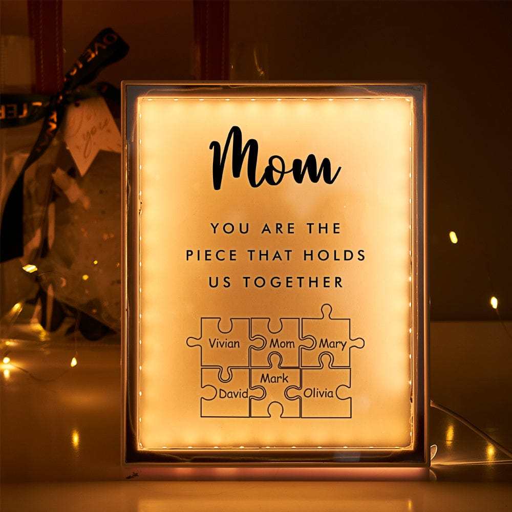 Personalized Name Mirror Light Custom Mom You Are The Piece That Holds Us Together Night Light for Mom - soufeelmy