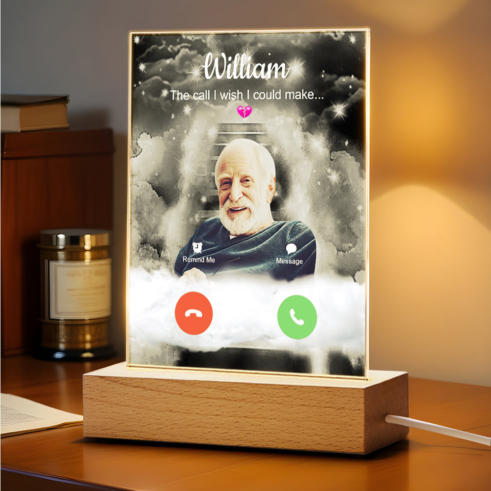 Custom Photo Acrylic Night Light Lamp Memorial Gift Remembrance Personalized Name Night Light - soufeelmy