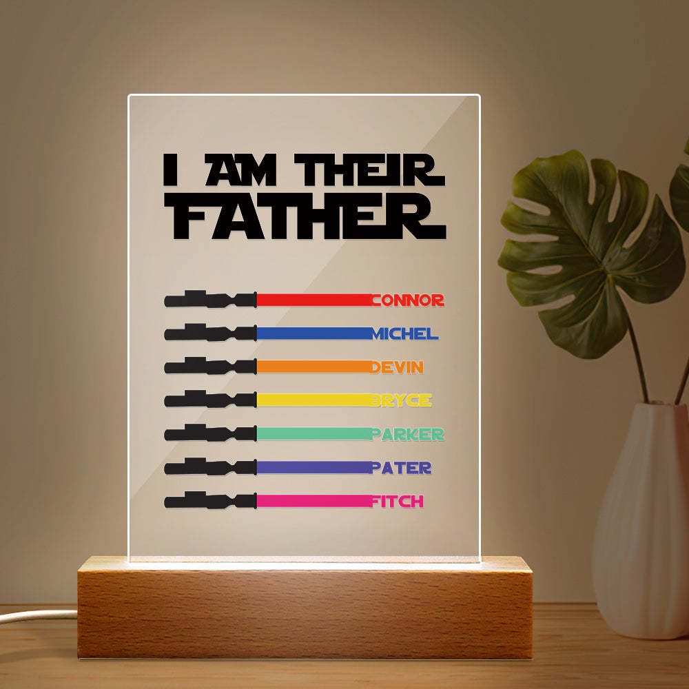 Personalized I Am Their Father Night Light Acrylic Light Saber Plaque Father's Day Gifts - soufeelmy
