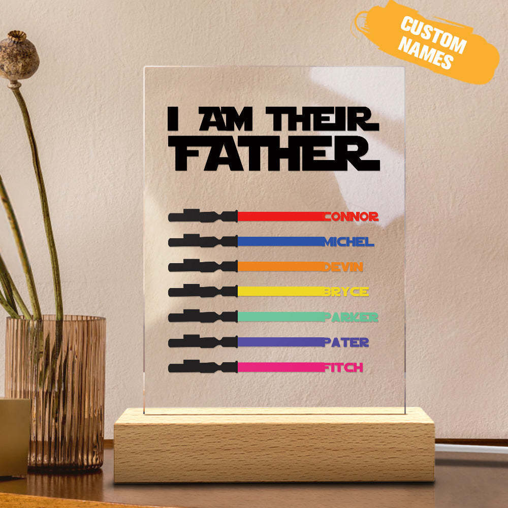 Personalized I Am Their Father Night Light Acrylic Light Saber Plaque Father's Day Gifts - soufeelmy