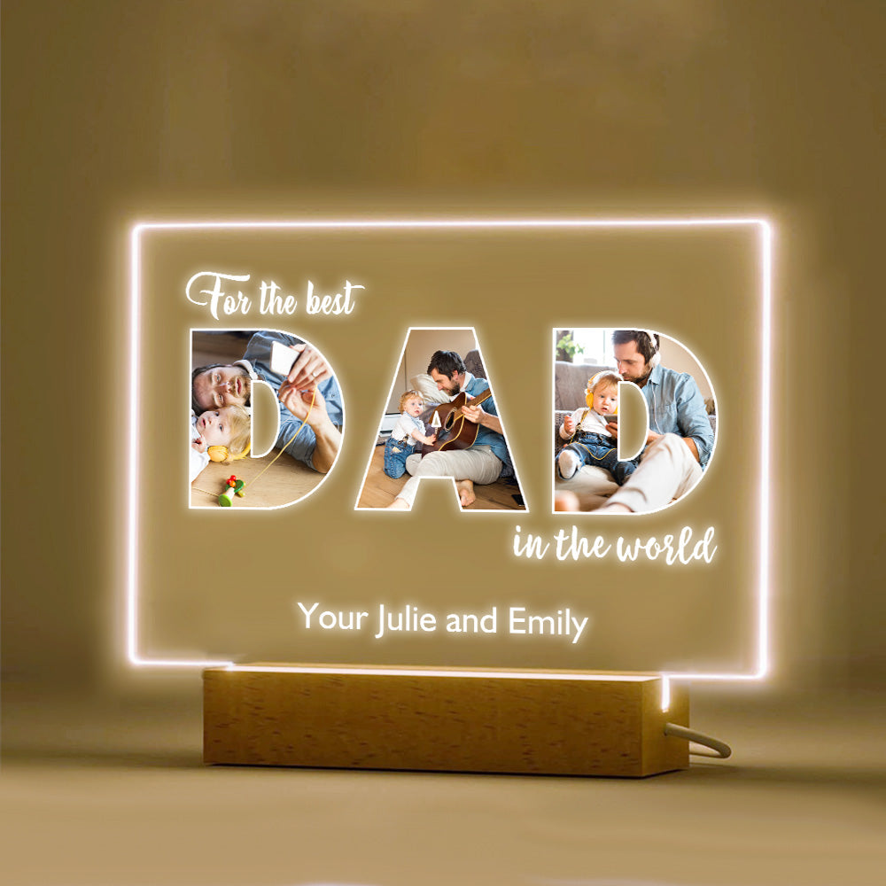 Custom Father's Day Night Light Personalized Photo Acrylic Lamp Gifts for Dad - soufeelmy