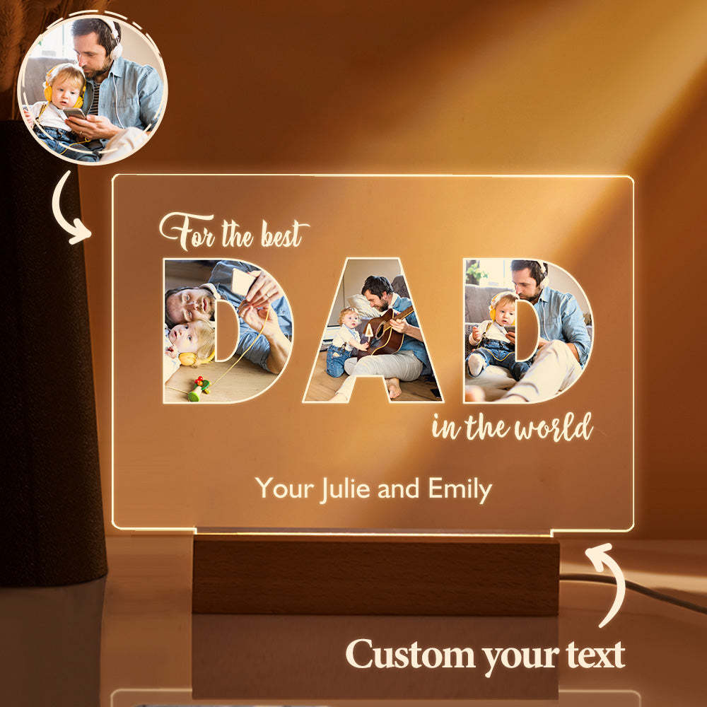 Custom Father's Day Night Light Personalized Photo Acrylic Lamp Gifts for Dad - soufeelmy