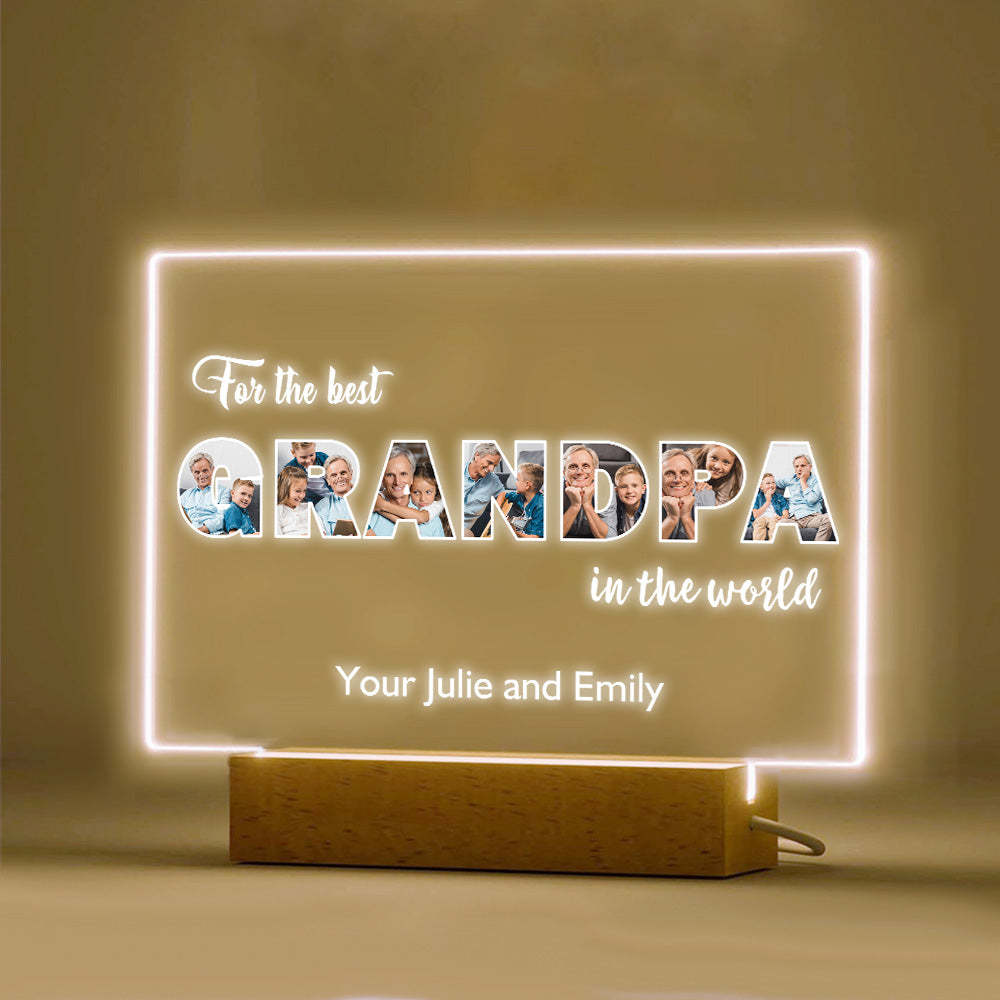 Custom Night Light Personalized Photo Acrylic Lamp Father's Day Gifts for Grandpa - soufeelmy