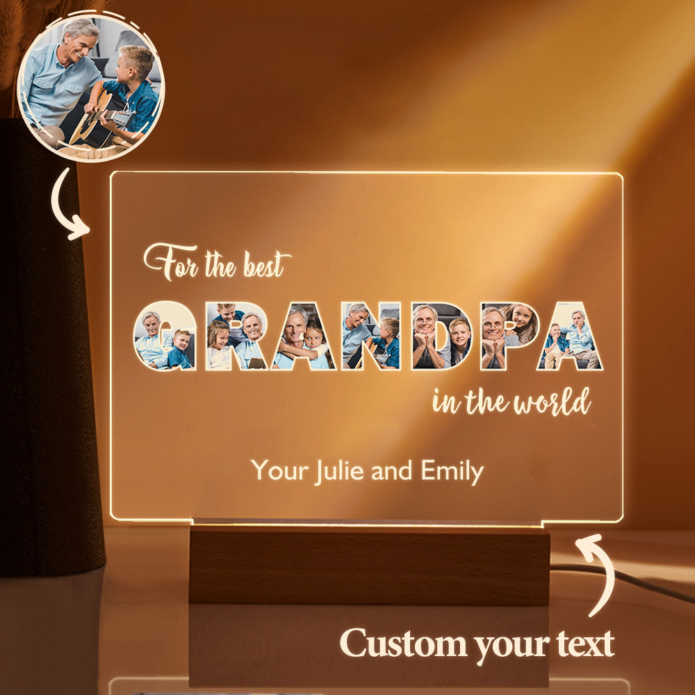 Custom Night Light Personalized Photo Acrylic Lamp Father's Day Gifts for Grandpa - soufeelmy
