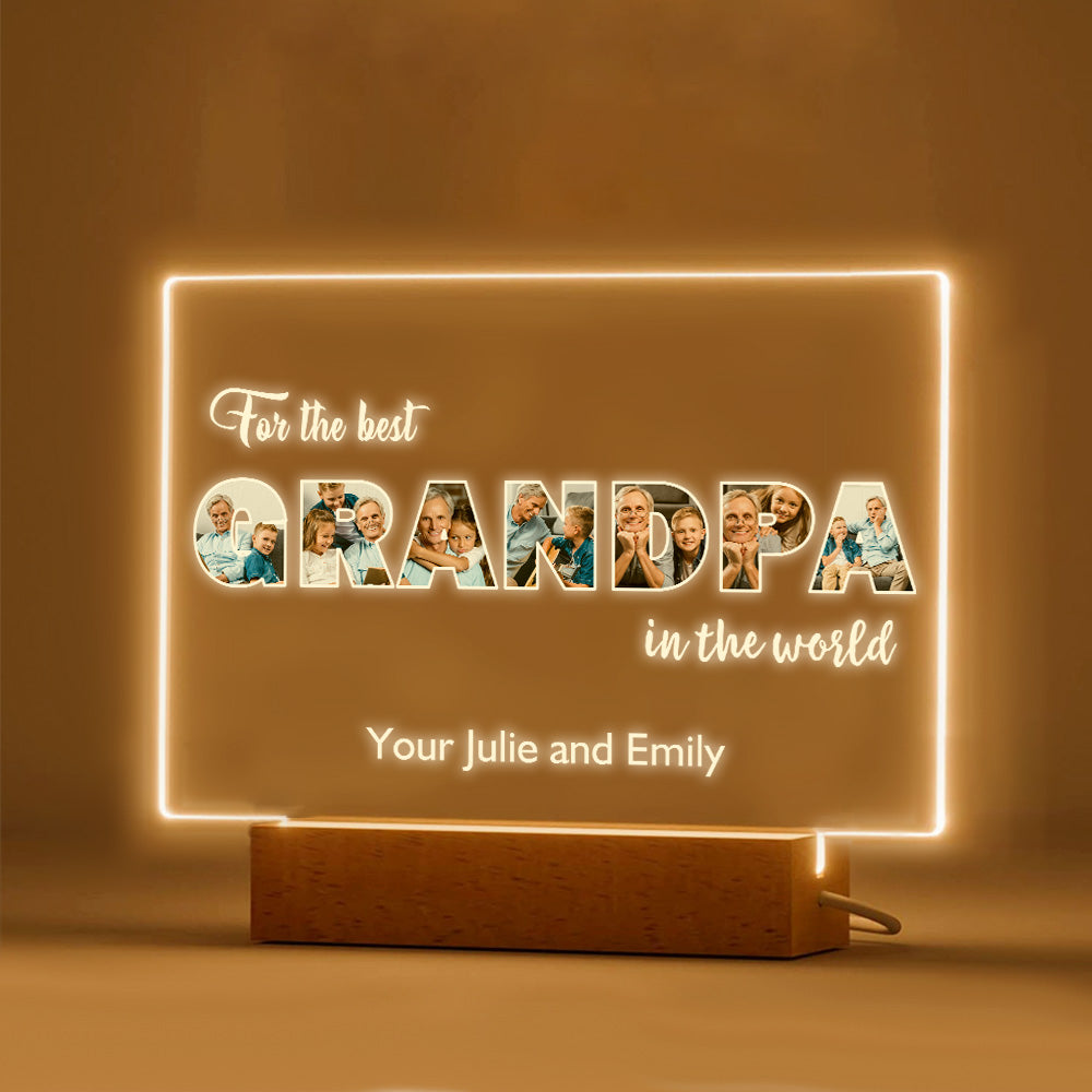 Custom Night Light Personalized Photo Acrylic Lamp Father's Day Gifts for Grandpa - soufeelmy