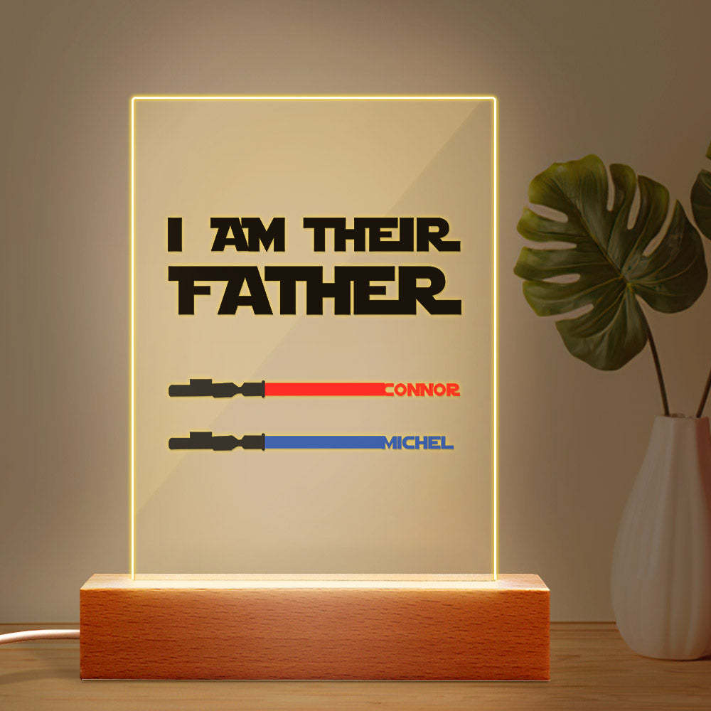 Personalized I Am Their Father Night Light Acrylic Light Saber Plaque Father's Day Gifts - soufeelmy