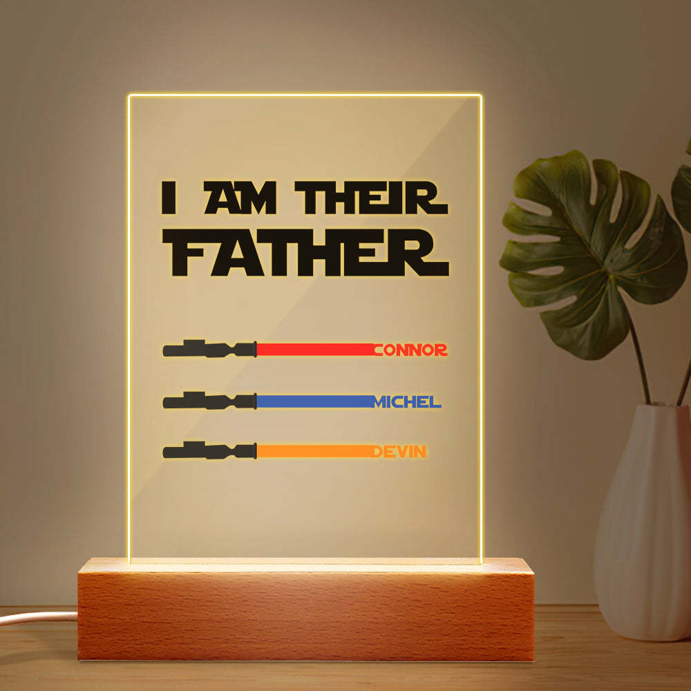 Personalized I Am Their Father Night Light Acrylic Light Saber Plaque Father's Day Gifts - soufeelmy