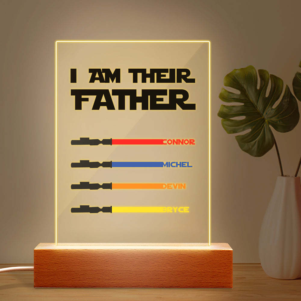 Personalized I Am Their Father Night Light Acrylic Light Saber Plaque Father's Day Gifts - soufeelmy