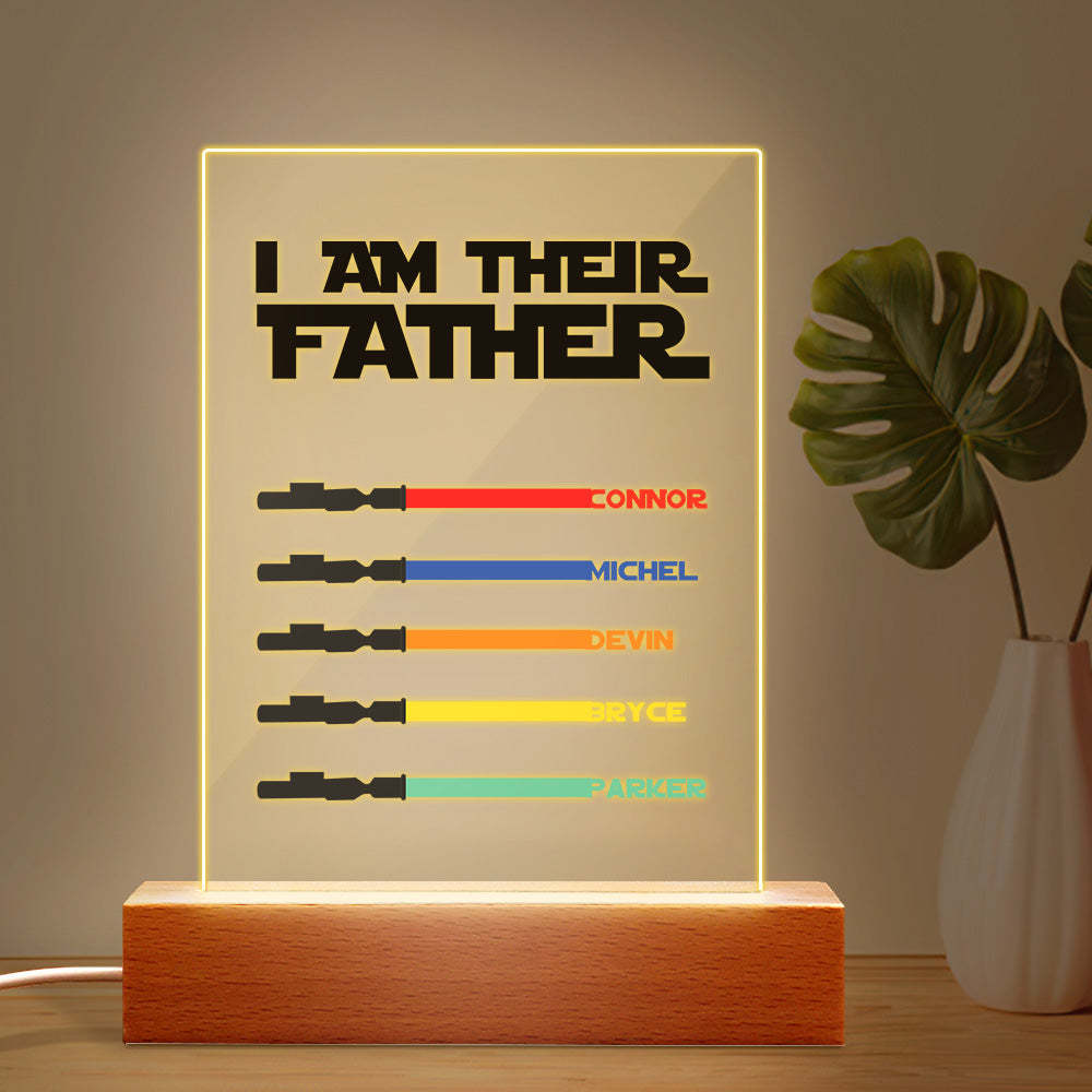 Personalized I Am Their Father Night Light Acrylic Light Saber Plaque Father's Day Gifts - soufeelmy
