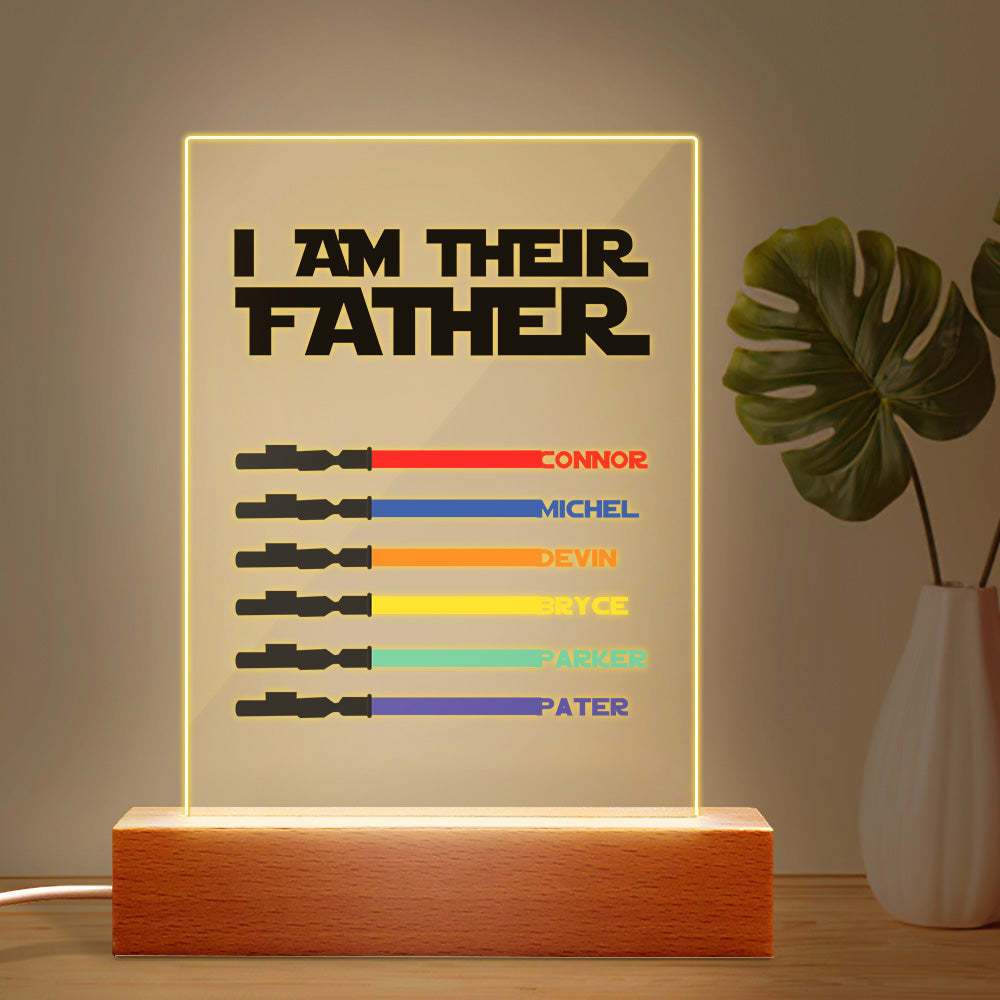 Personalized I Am Their Father Night Light Acrylic Light Saber Plaque Father's Day Gifts - soufeelmy