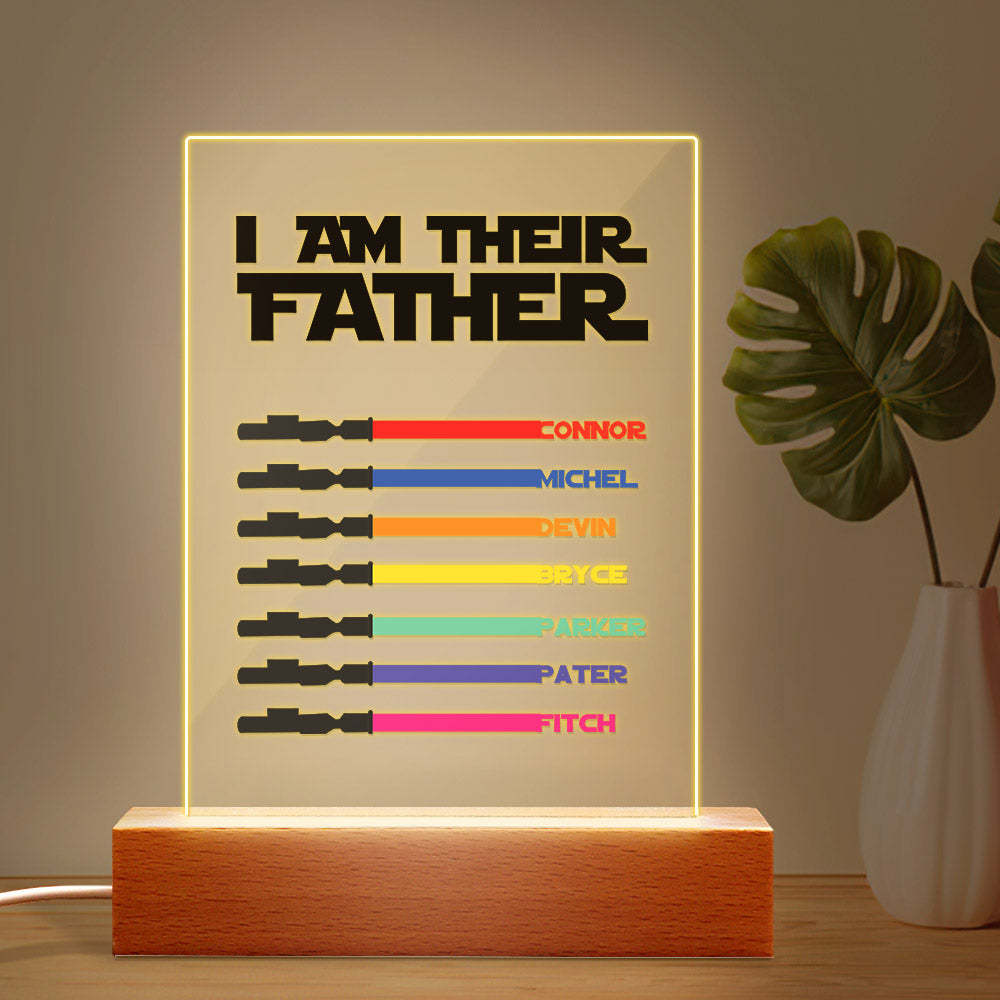 Personalized I Am Their Father Night Light Acrylic Light Saber Plaque Father's Day Gifts - soufeelmy