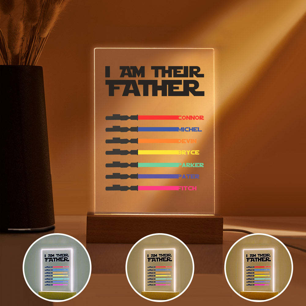 Personalized I Am Their Father Night Light Acrylic Light Saber Plaque Father's Day Gifts - soufeelmy