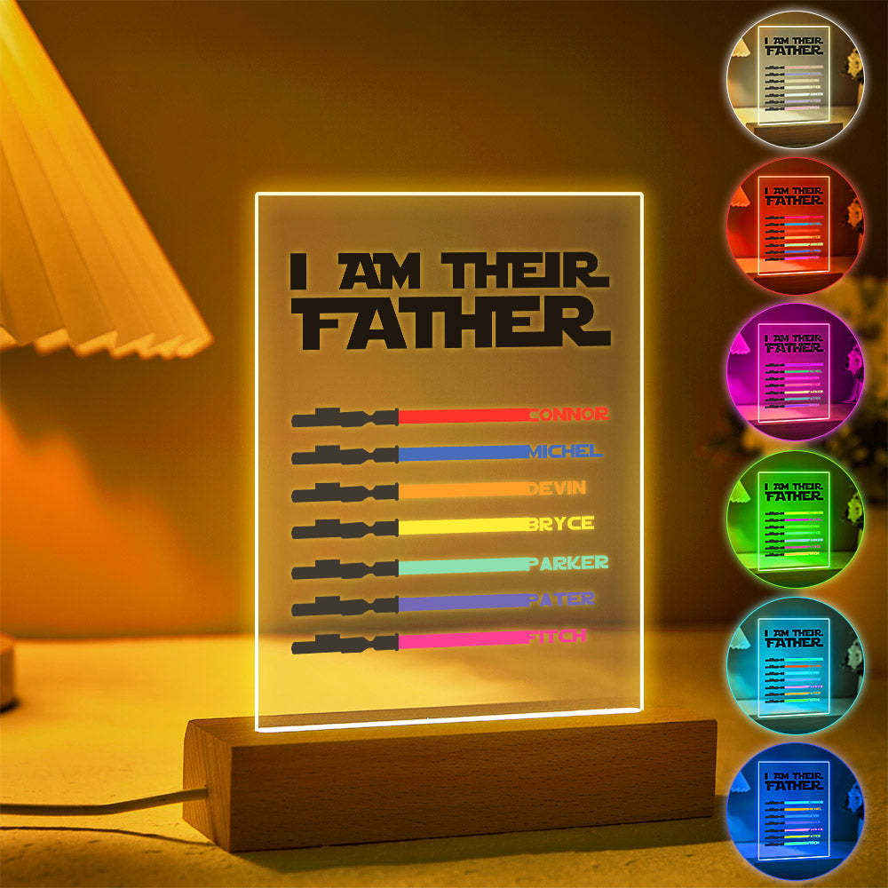 Personalized I Am Their Father Night Light Acrylic Light Saber Plaque Father's Day Gifts - soufeelmy