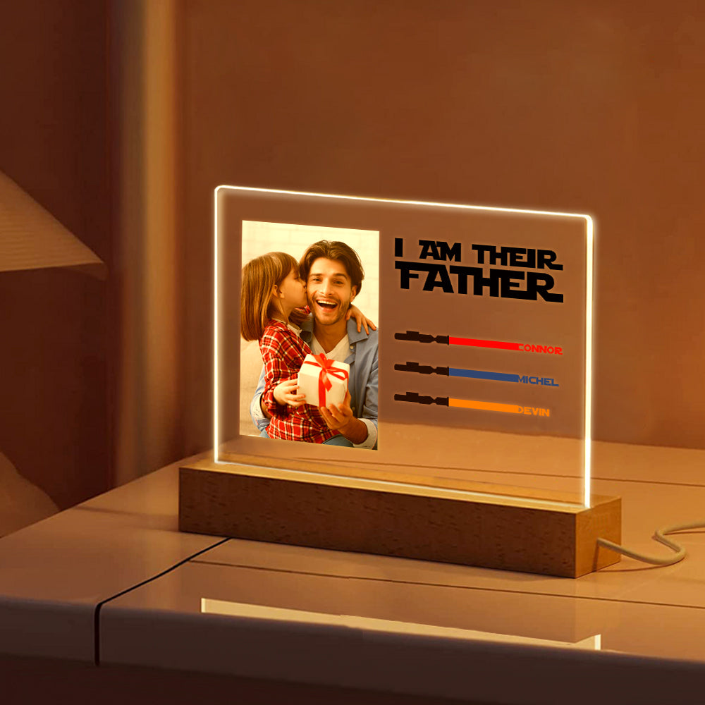 Personalized I Am Their Father Night Light Photo Acrylic Light Saber Plaque Father's Day Gifts - soufeelmy